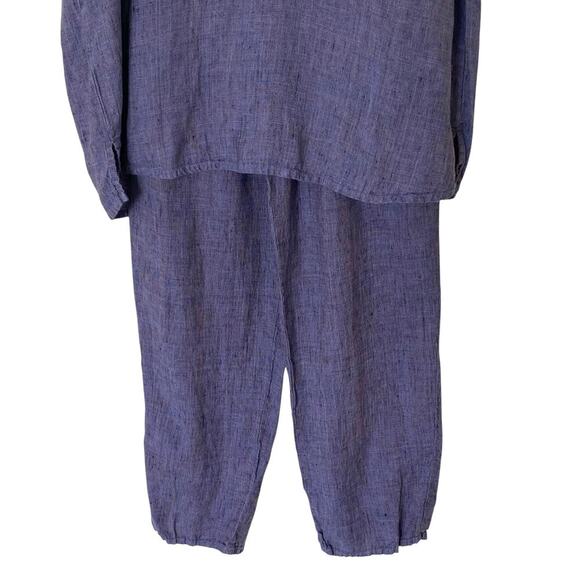 FLAX By Jeanne Engelhart 100% Linen Top (Med) Pants (Sm) Woven Lagenlook Set - Picture 5 of 16